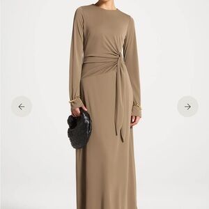 Elegant Taupe Long Sleeve Dress